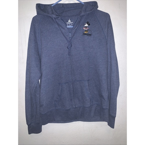 Disney Parks Authentic Tops - Disneyland Resort Zip Up Hoodie Minnie Mouse Embroidered Blue Womens Size M